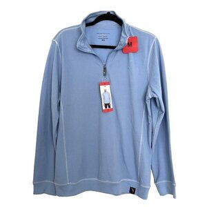 NWT Margaritaville Island Reserve M Blue Parrot Pullover 1/4 Zip Jimmy Buffett